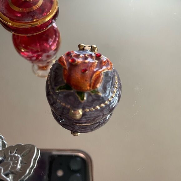 Vintage Enamel Trinket Round Box Vintage Perfume Decanter - Picture 5 of 16